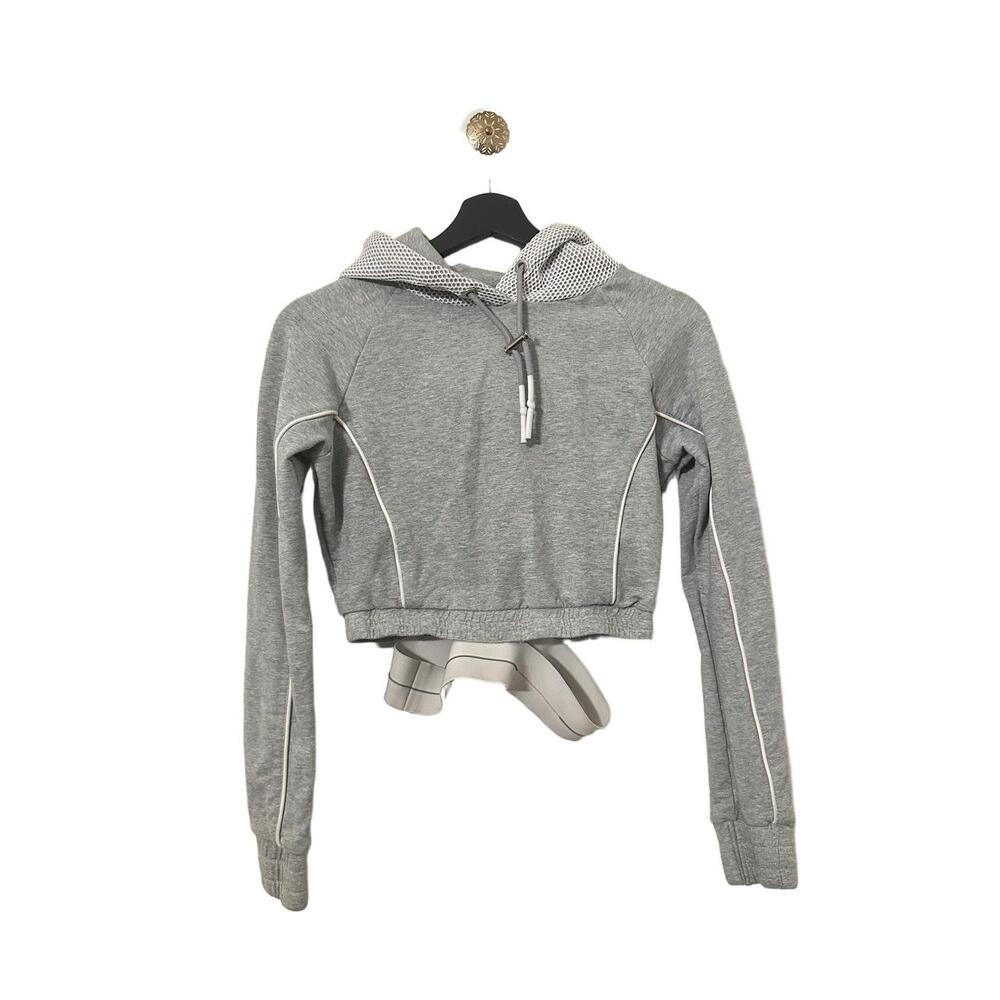 Manière De Voir Hoodie Womens Size 8 Heather Grey Pullover Elastic Waist Cuffs